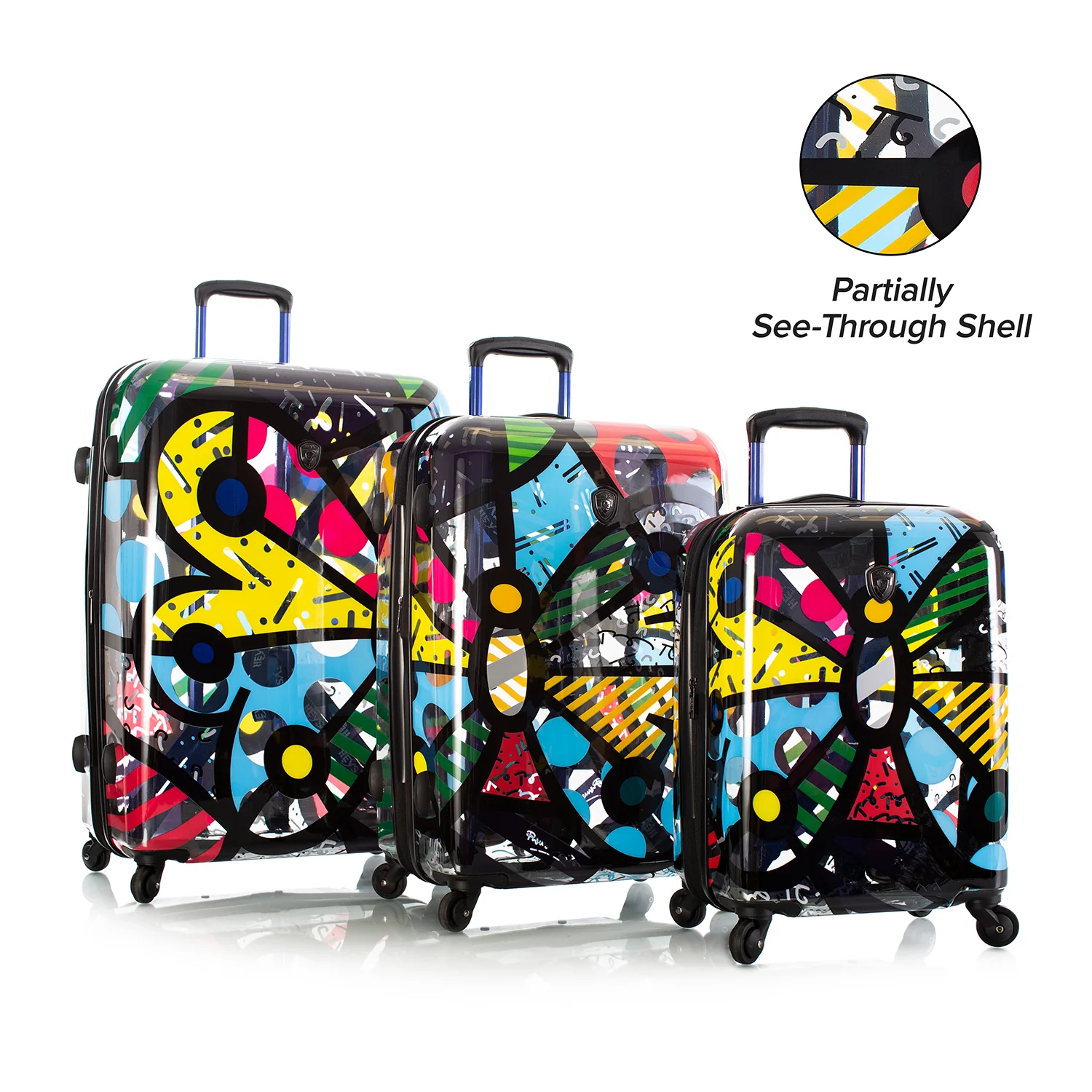 Britto - Butterfly Transparent 3 Piece Luggage Set - The Art of Modern Travel™ - Image 3